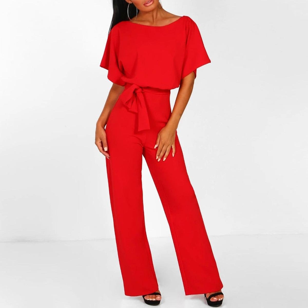 Damen Sommerset Jumpsuit Kurzarm Elegant
