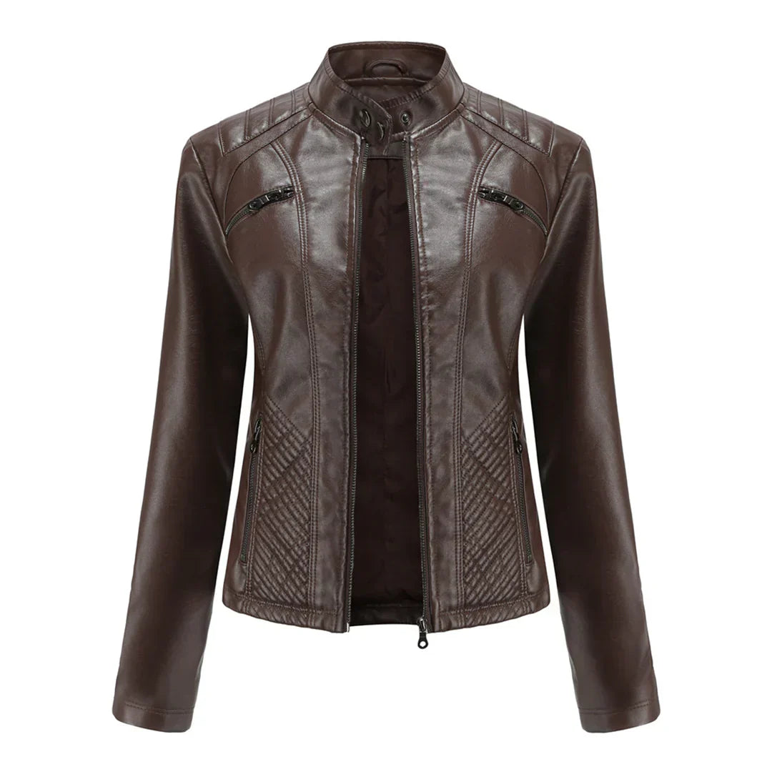 Elegante Lederjacke Damen Modern Zeitlos