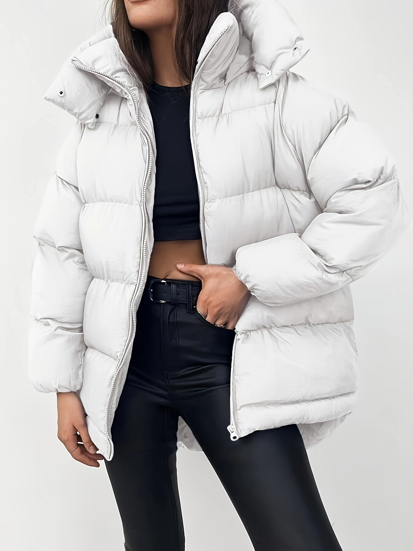 Stilvolle Damenpufferjacke Kurz Warm und Vielseitig