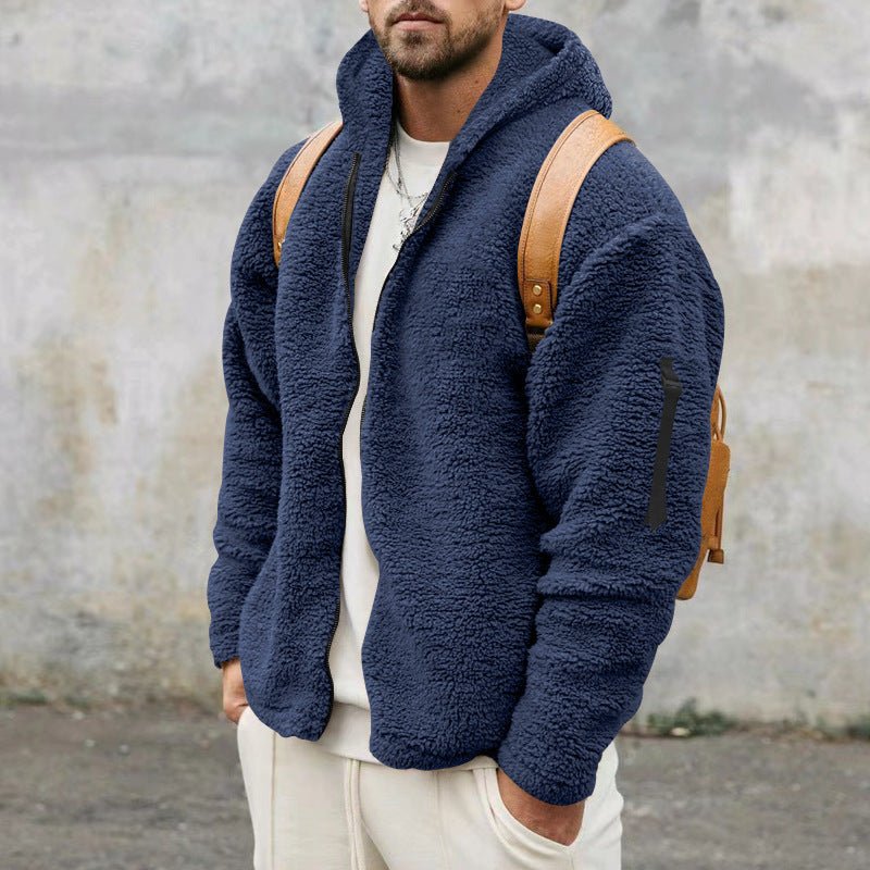 Warme Fleecejacke Herren Teddy Hoodie Mit Reißverschluss