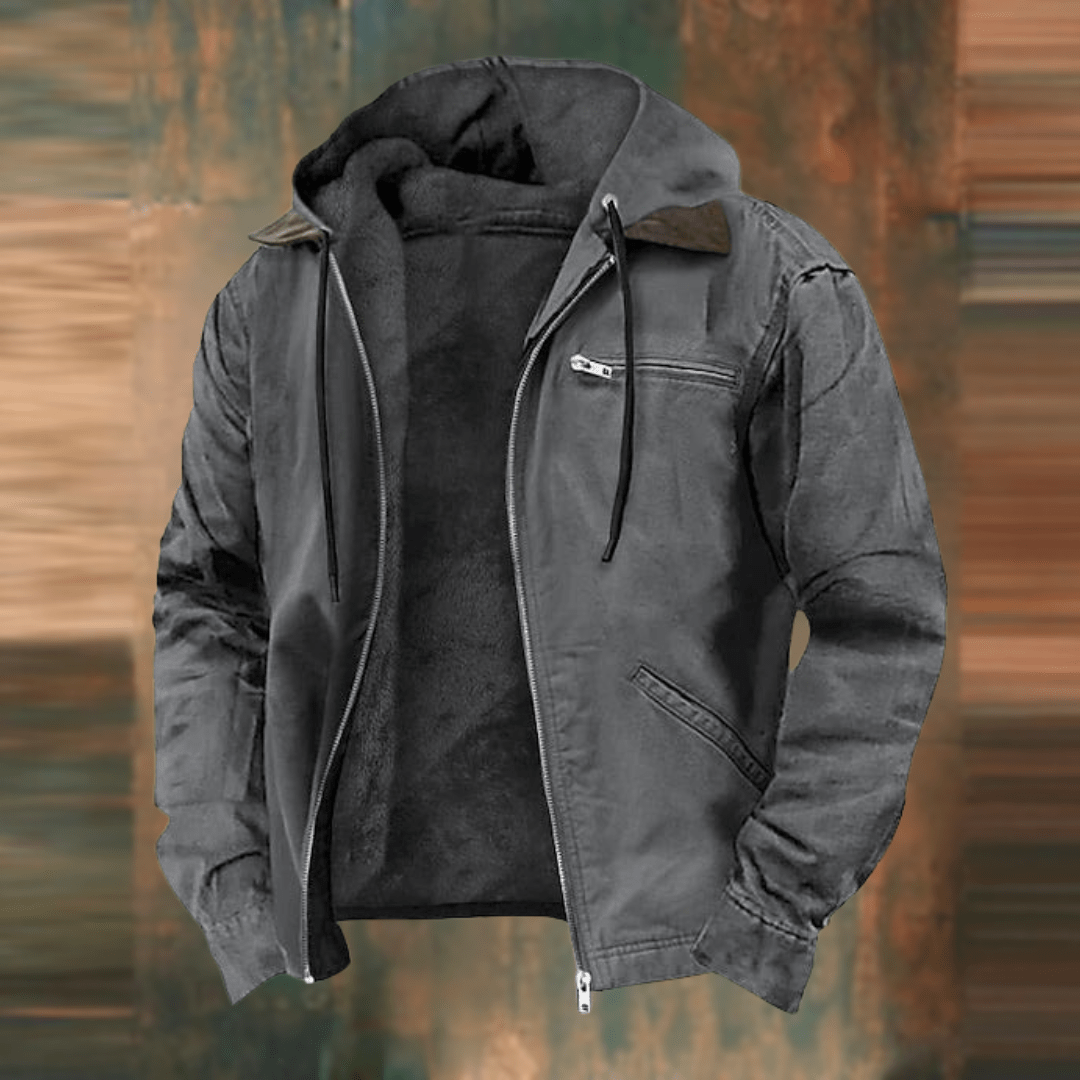 Warme Winterjacke Herren mit Kapuze und Reißverschluss