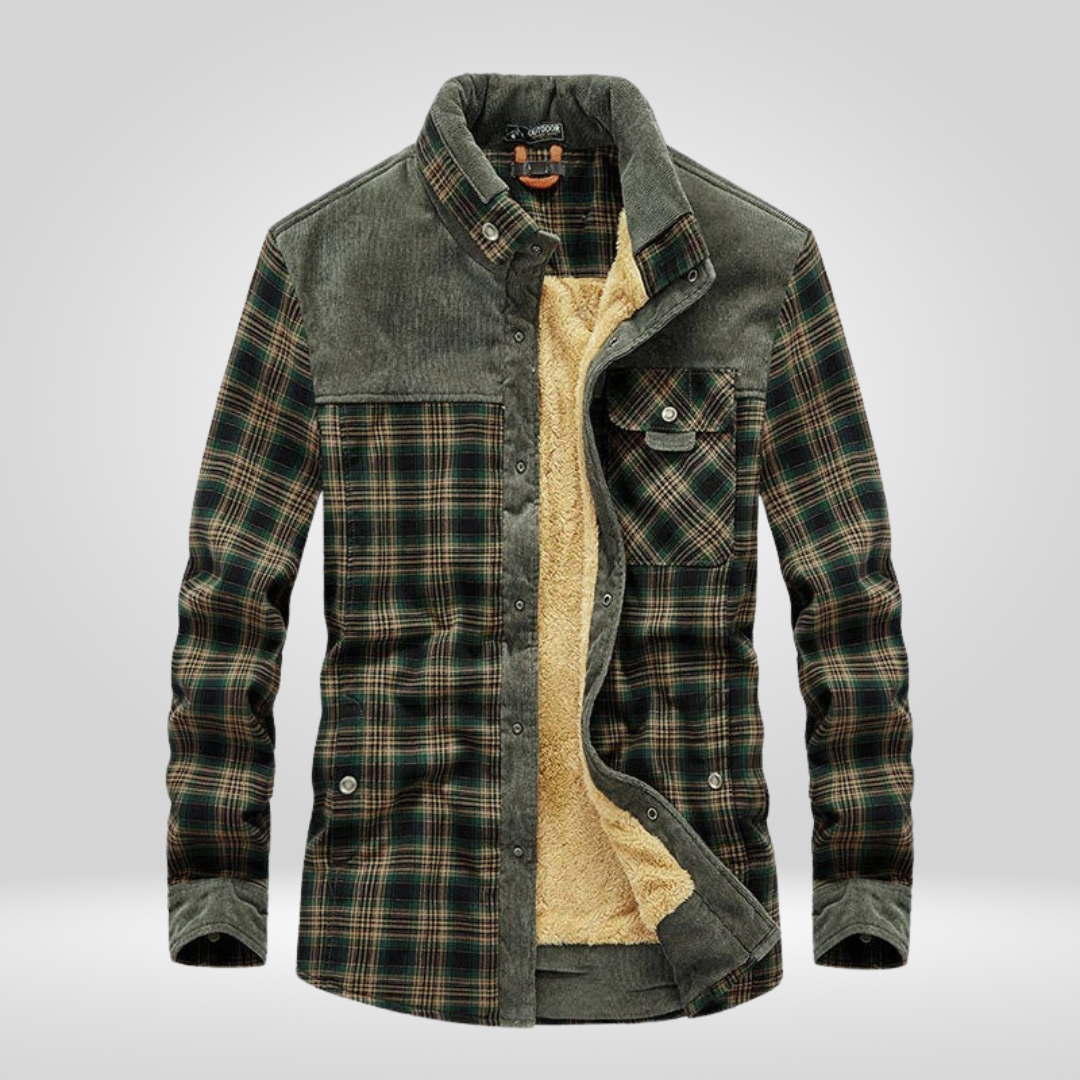 Warmes Fleece Overshirt Karomuster Herrenjacke