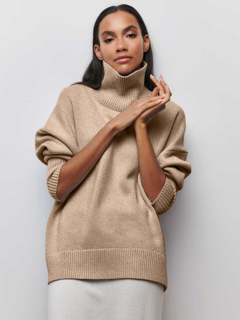 Damen Pullover Rollkragen Weich Modern