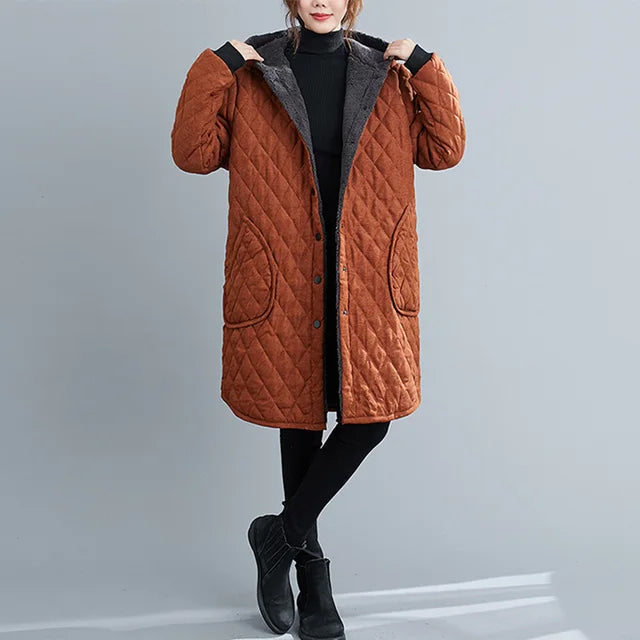 Damen Winterjacke Gepolstert Knielang