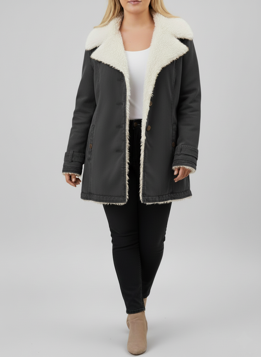 Damen Winterjacke Sherpa-Fleece Große Größen