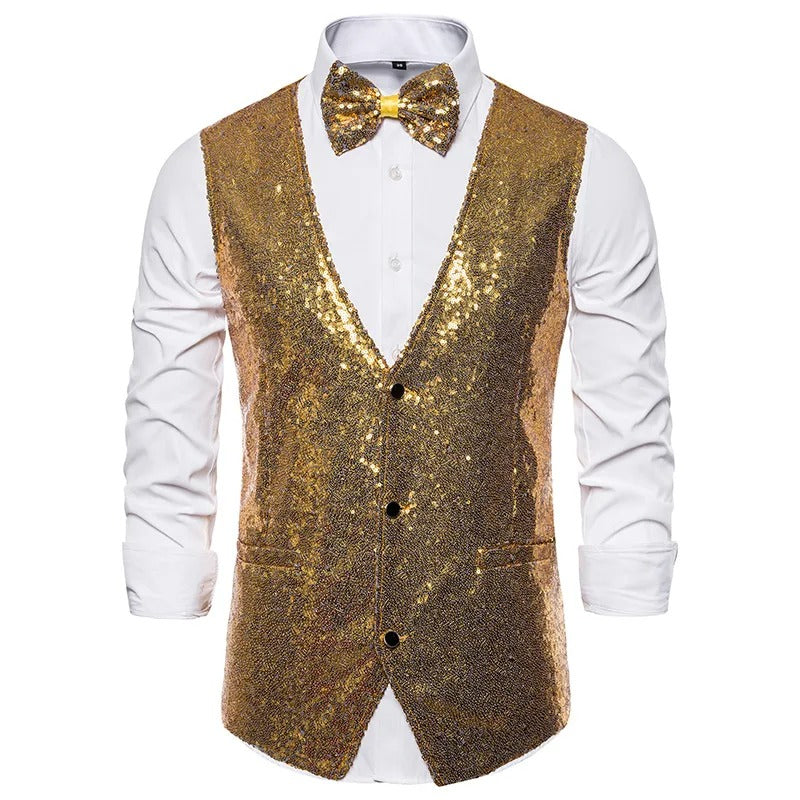 Glitzer Weste Herren Party Elegant