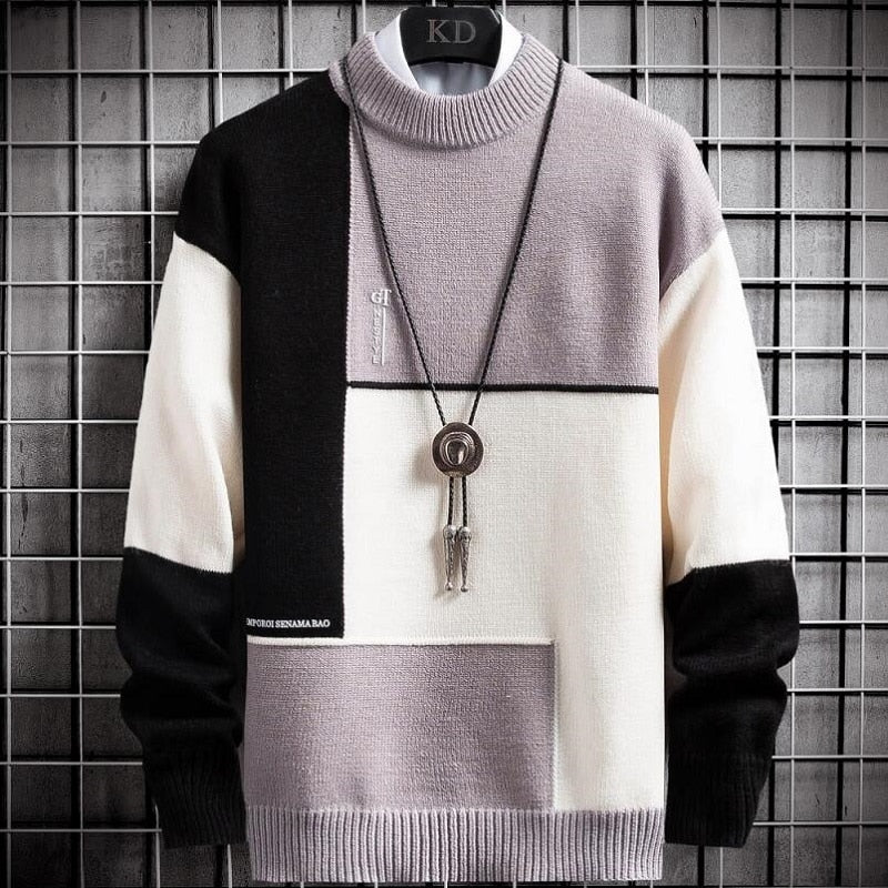 Patchwork Pullover Wärmer Winter