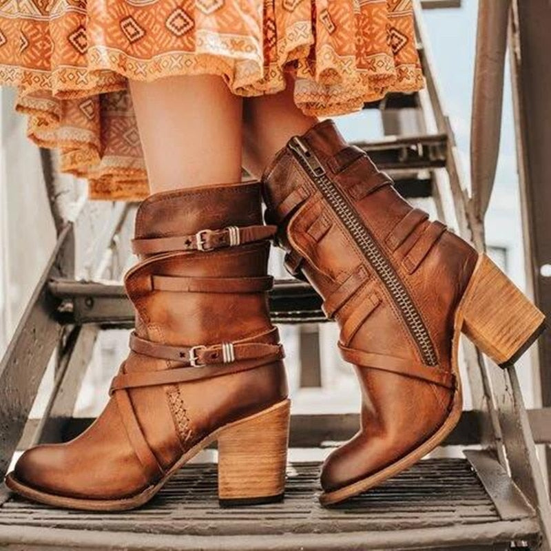 Stilvolle Lederstiefel Damen Elegant