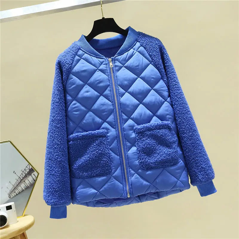 Frauen Steppjacke Weich Gerippt mit Taschen