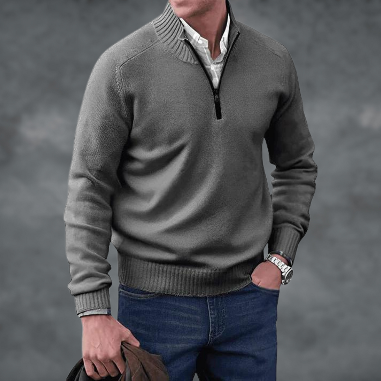 Kaschmir Pullover Stehkragen Reißverschluss