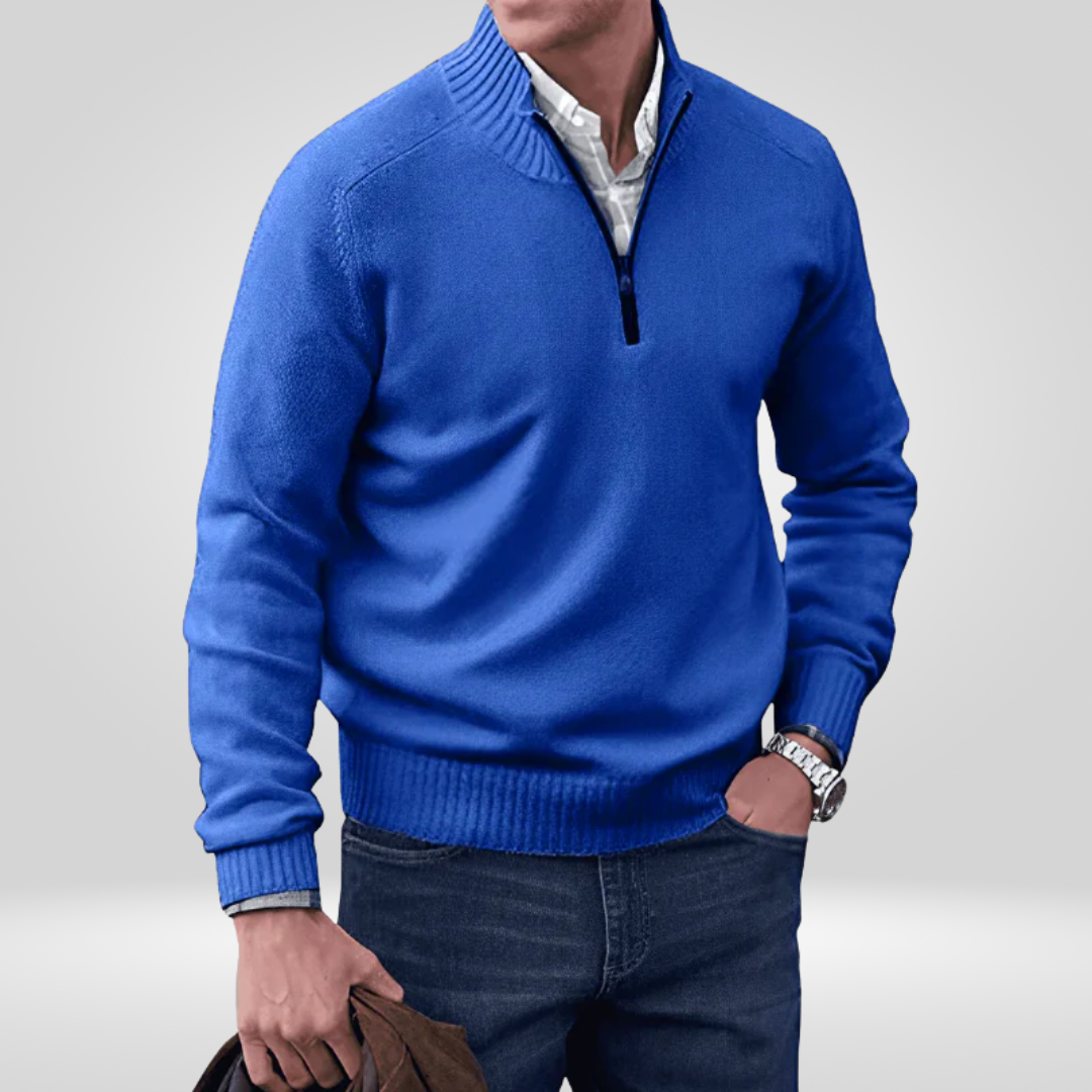 Herren Strickpullover Mit Reißverschluss Vorderteil