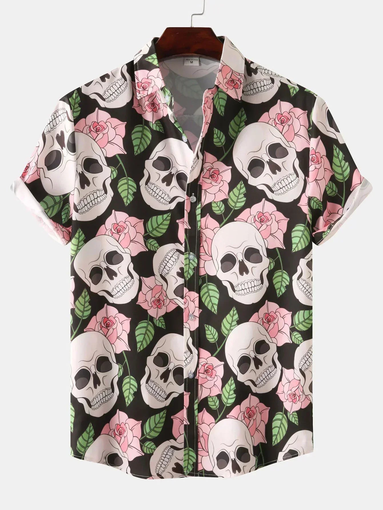 Herren Hemd Kurzarm Totenkopf Design
