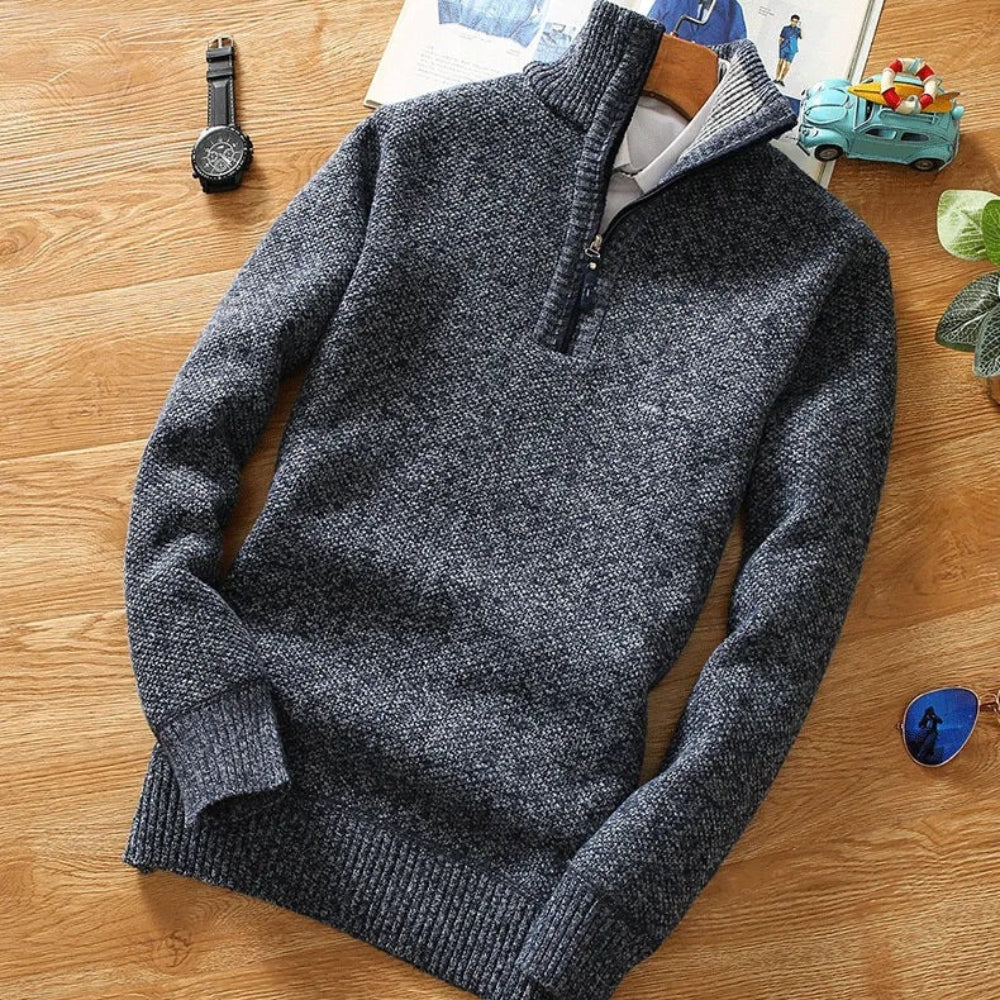 Stylischer Sweater Gestrickt Reißverschluss Kragen