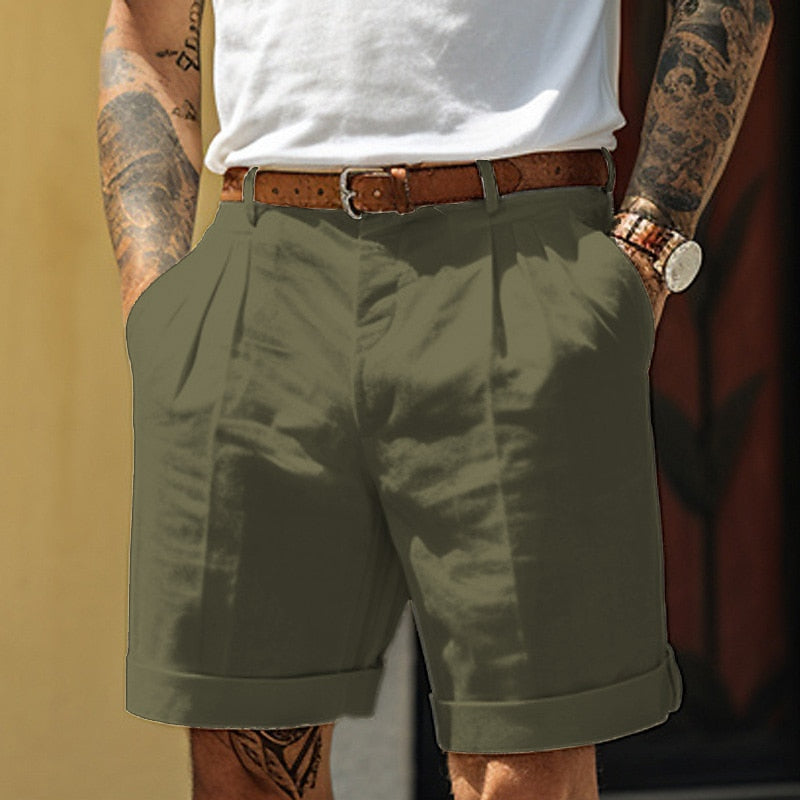 Herren Leinen Shorts Sommer Bequem Baumwolle