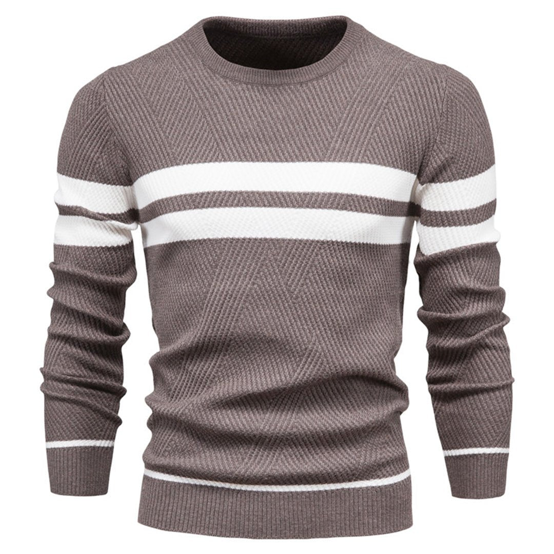 Herren Strickpullover Rundhals Gestreift
