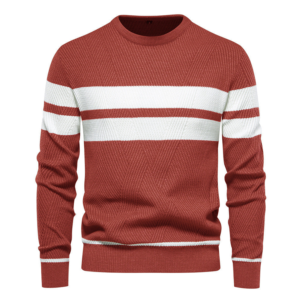 Herren Strickpullover Rundhals Gestreift Modern