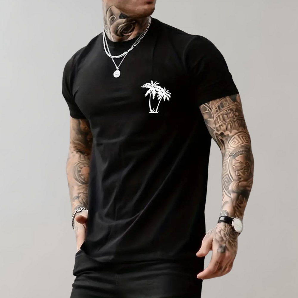 Sommer T-Shirt Herren Palme Kurzarm
