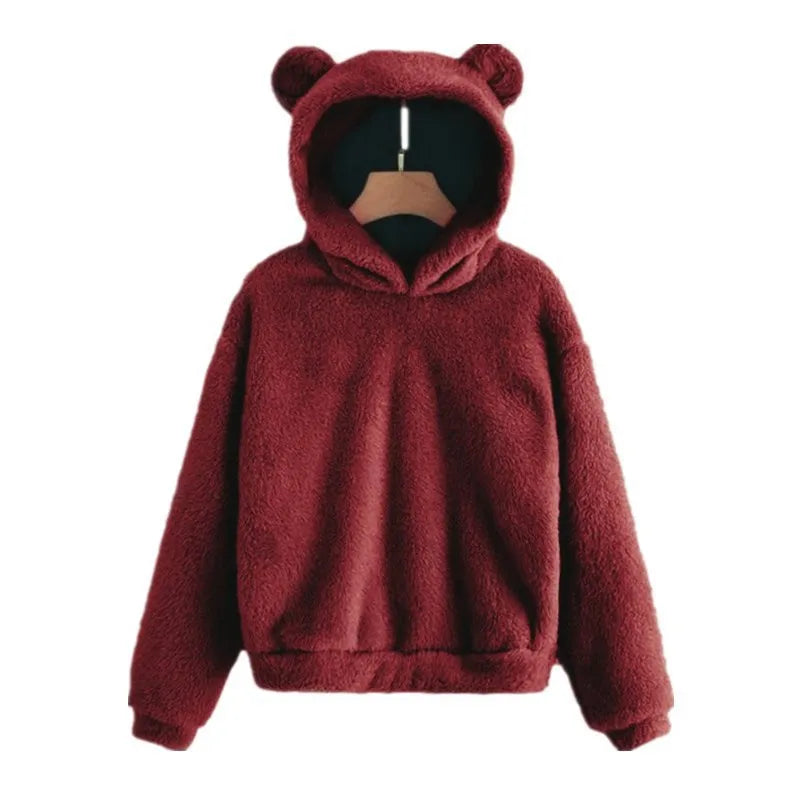 Stylischer Bären-Pulli Damen Kapuze