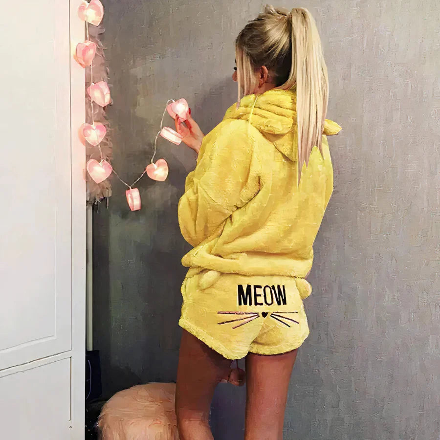 Damen Pyjama Set: Oberteil und Shorts Baumwolle