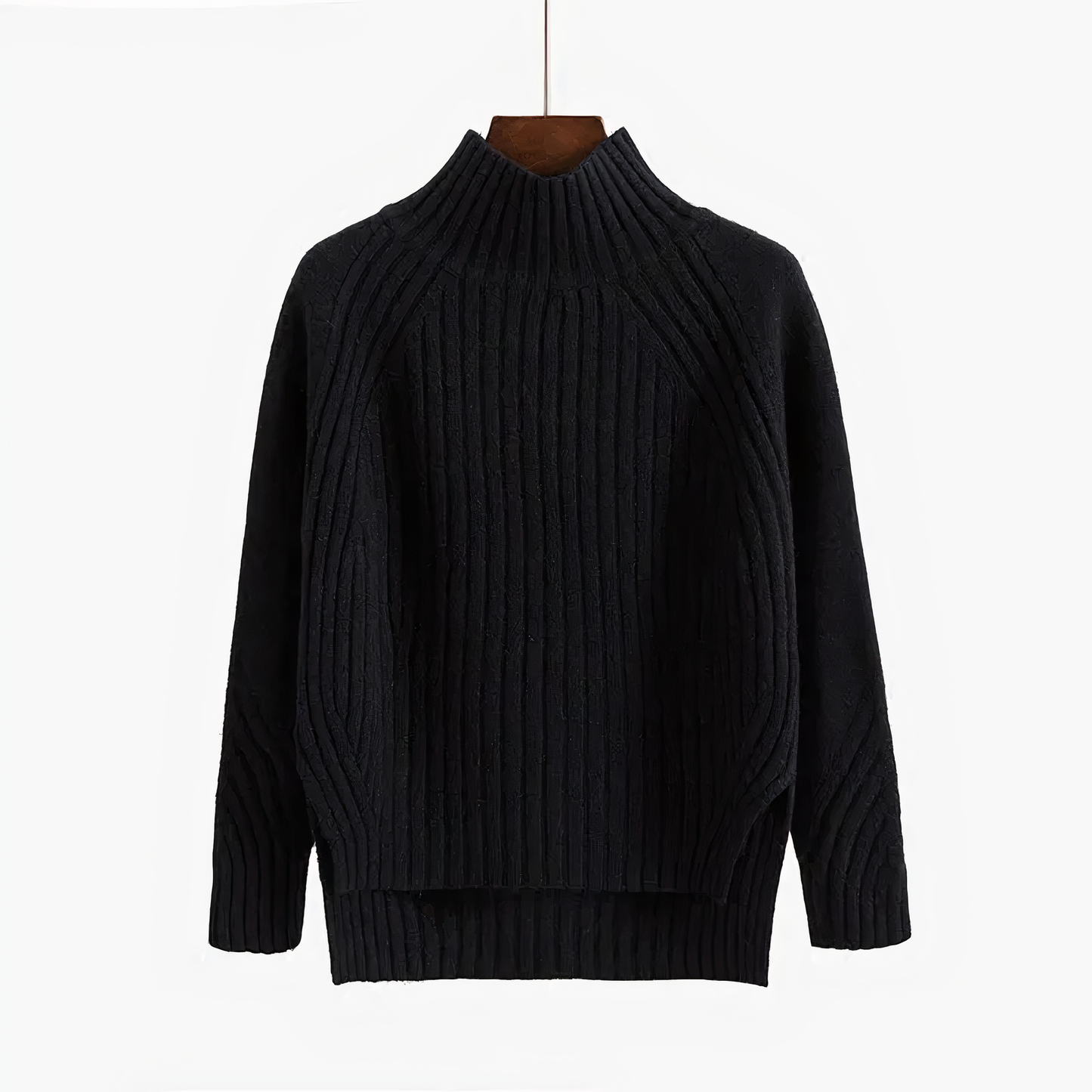 Stylischer Rippstrick Pullover Hochgeschlossen