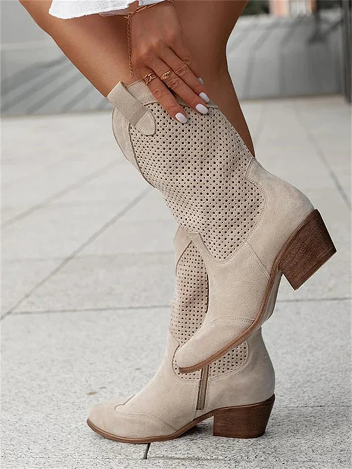 Weiße Damenstiefel Western Style