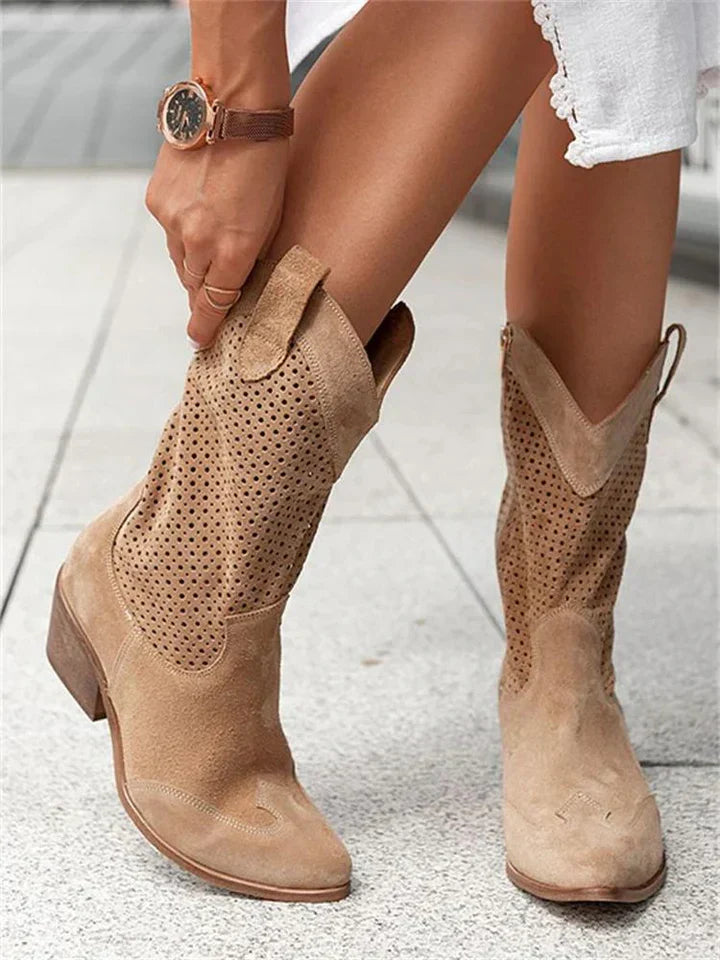 Weiße Damenstiefel Cowboy Style
