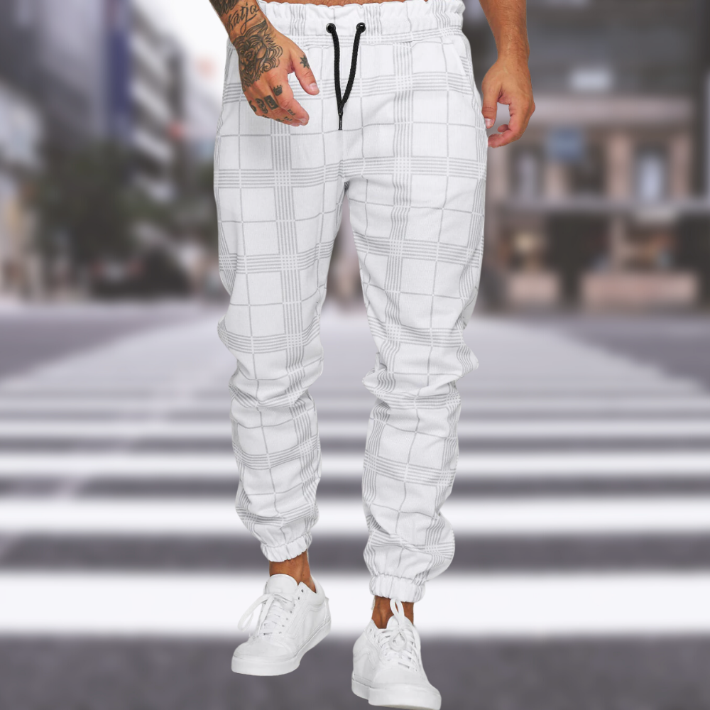Herren Jogger Hose Kariert Elastisch