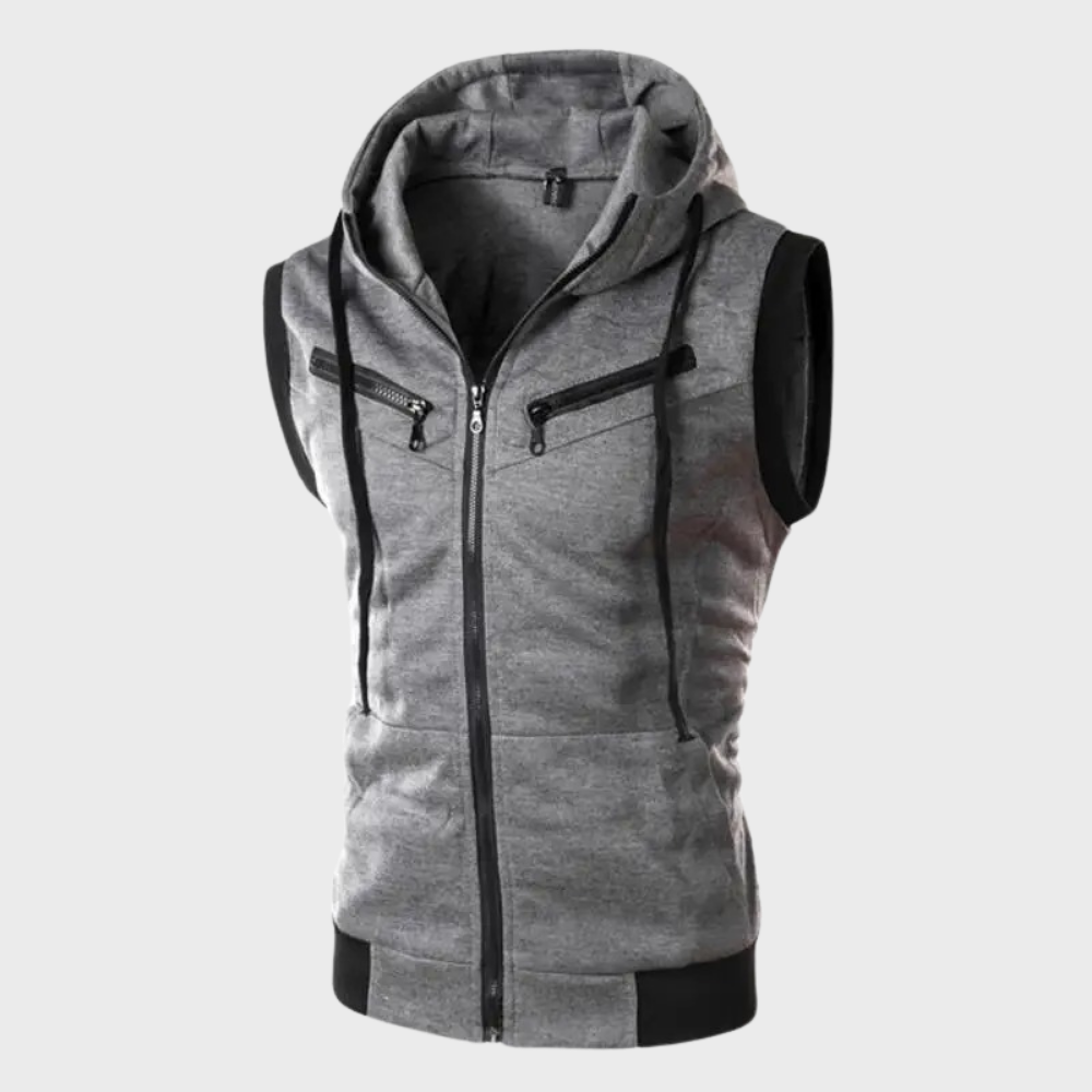 Herren Hoodie Ärmellos Sportlich Zip Up