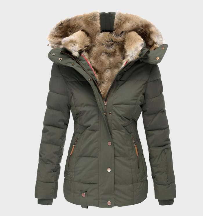Elegante Damen Winterjacke Slim Fit Kapuze