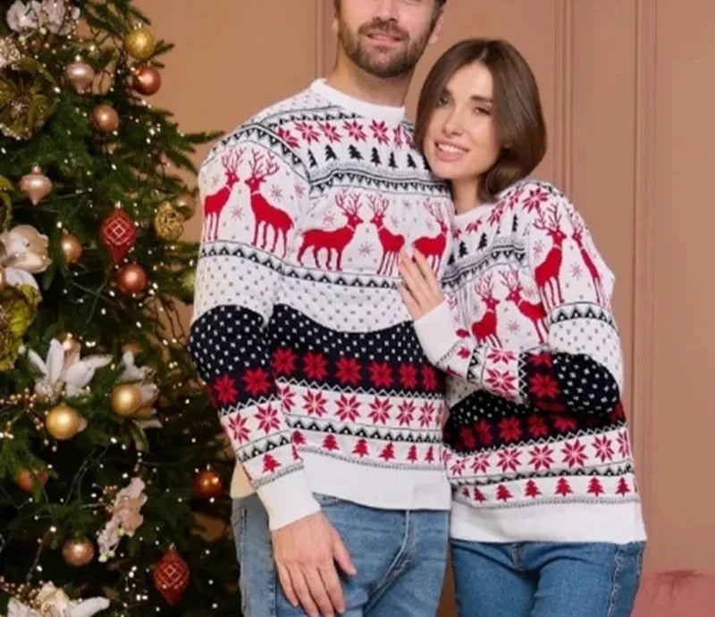 Weihnachtspulli Rentier Muster Unisex Strick