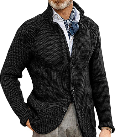 Herren Wollcardigan Dick Warm Knopf
