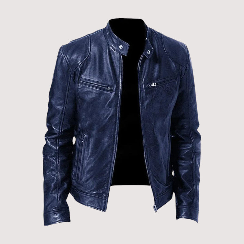 Herren Lederjacke Biker Style Vegan Lederschutz