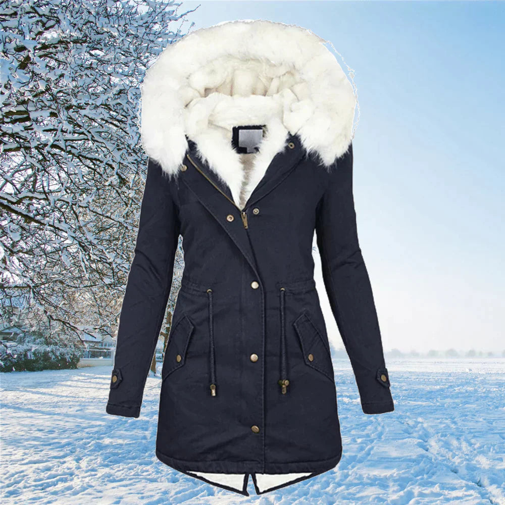 Warme Damenparka Winterjacke Fellfüllung