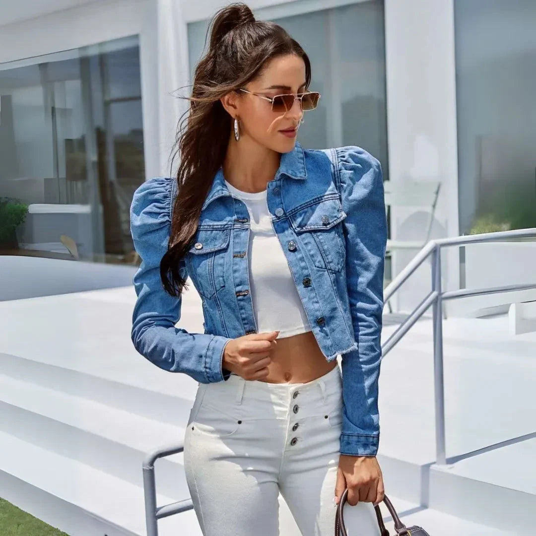 Kurzärmelige Denimjacke Damen