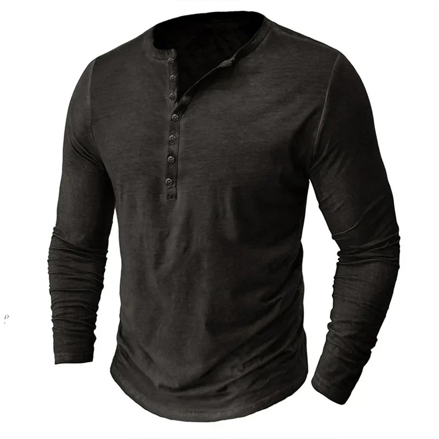 Herren Langarmshirt Mit Knöpfen