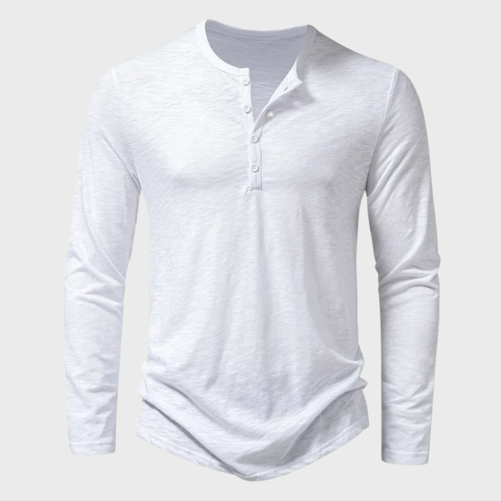 Herren Langarm-Shirt Viertelknopf Modern