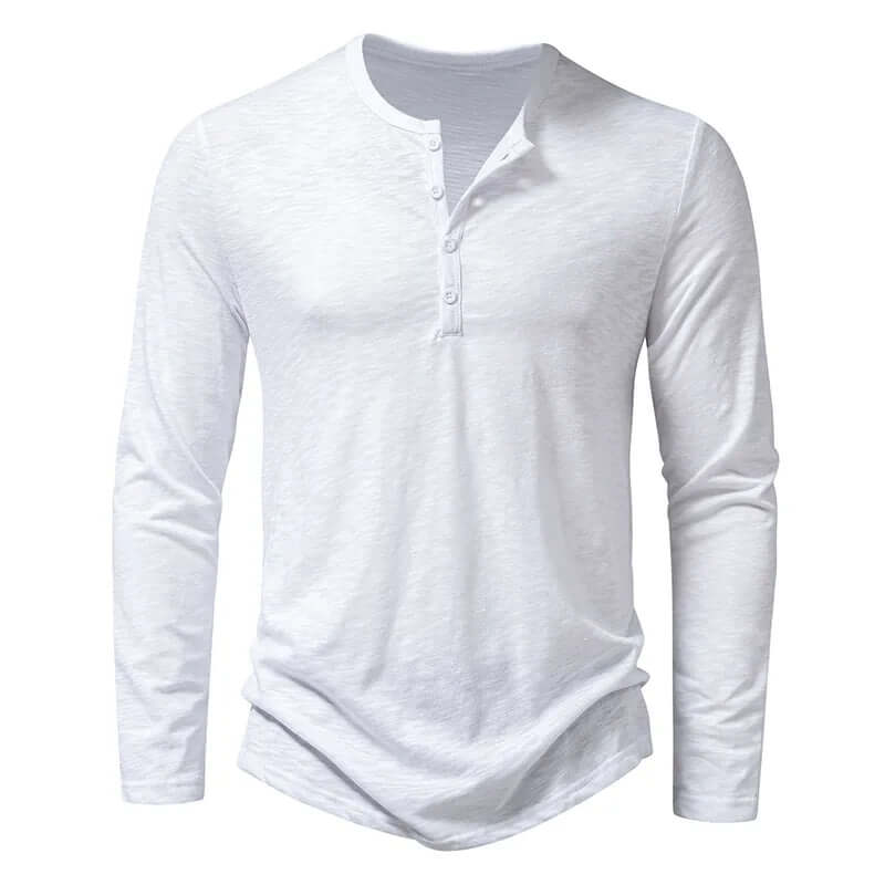 Männer Langarm-Shirt Casual Viertelknopf
