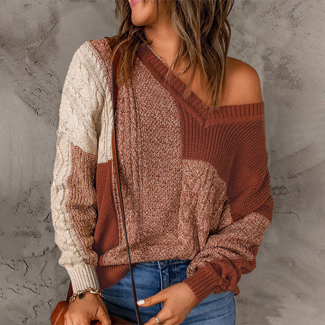Bunt Strickpullover Patchwork Design