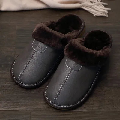 Herren Leder Hausschuhe Warm Winter