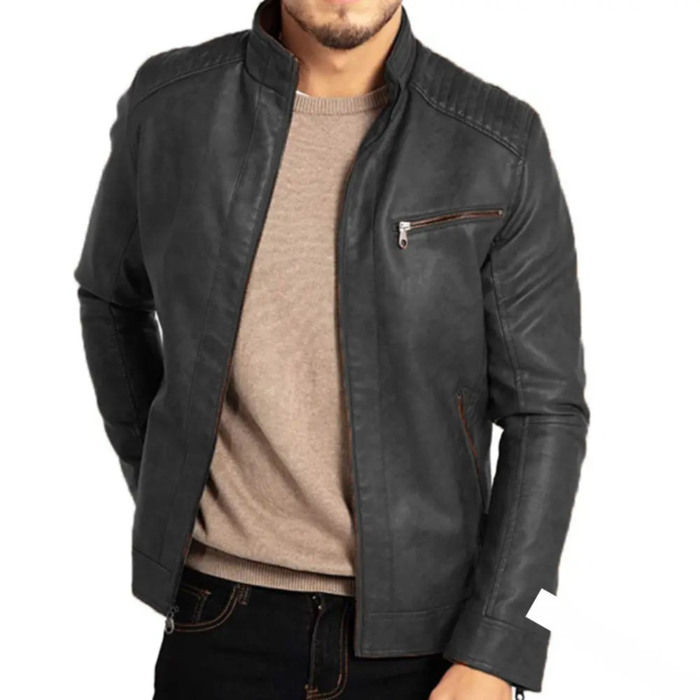 Leder-Bikerjacke Herren - Robust Winddicht