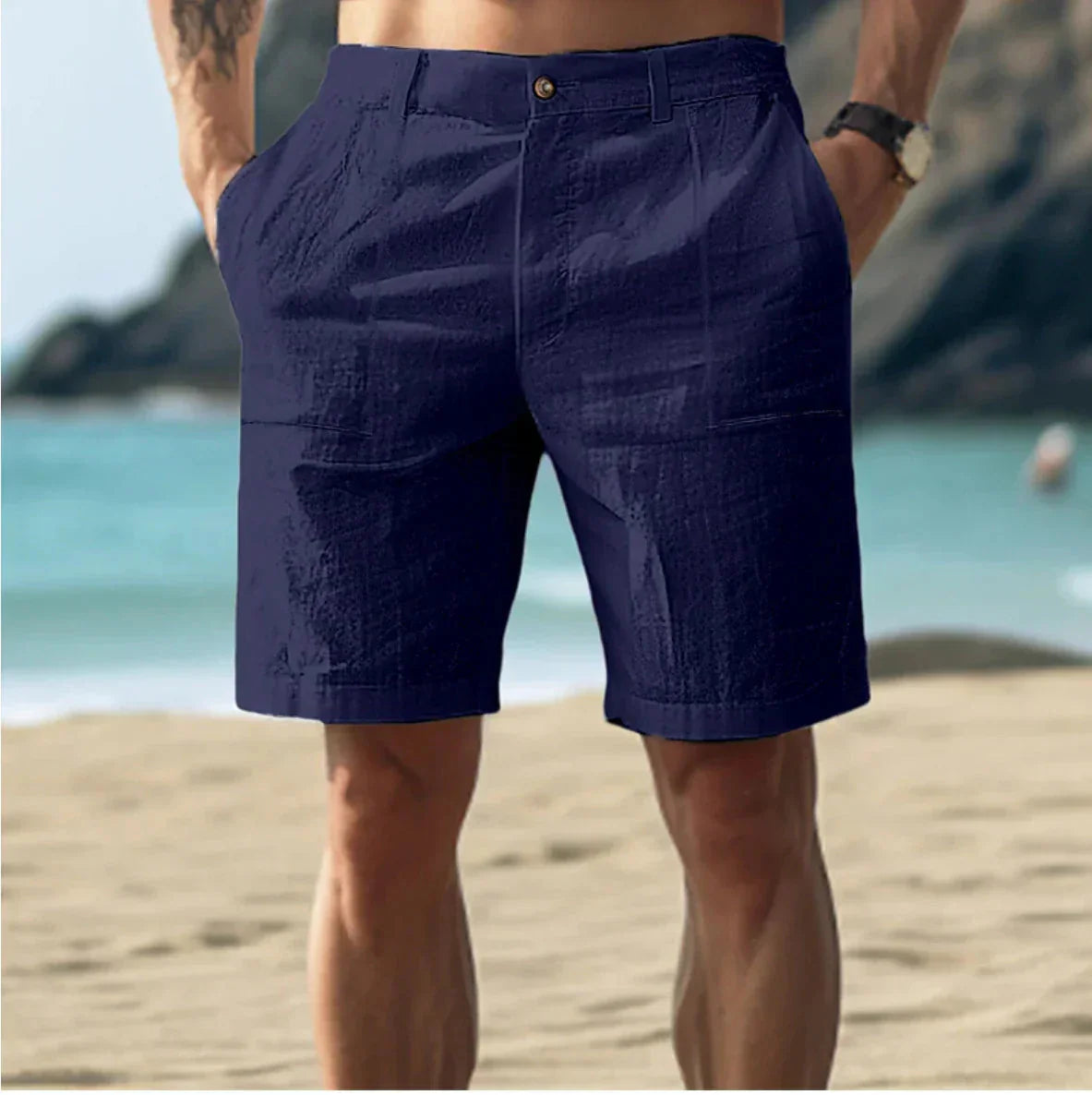 Herren Leinen Shorts Sommer