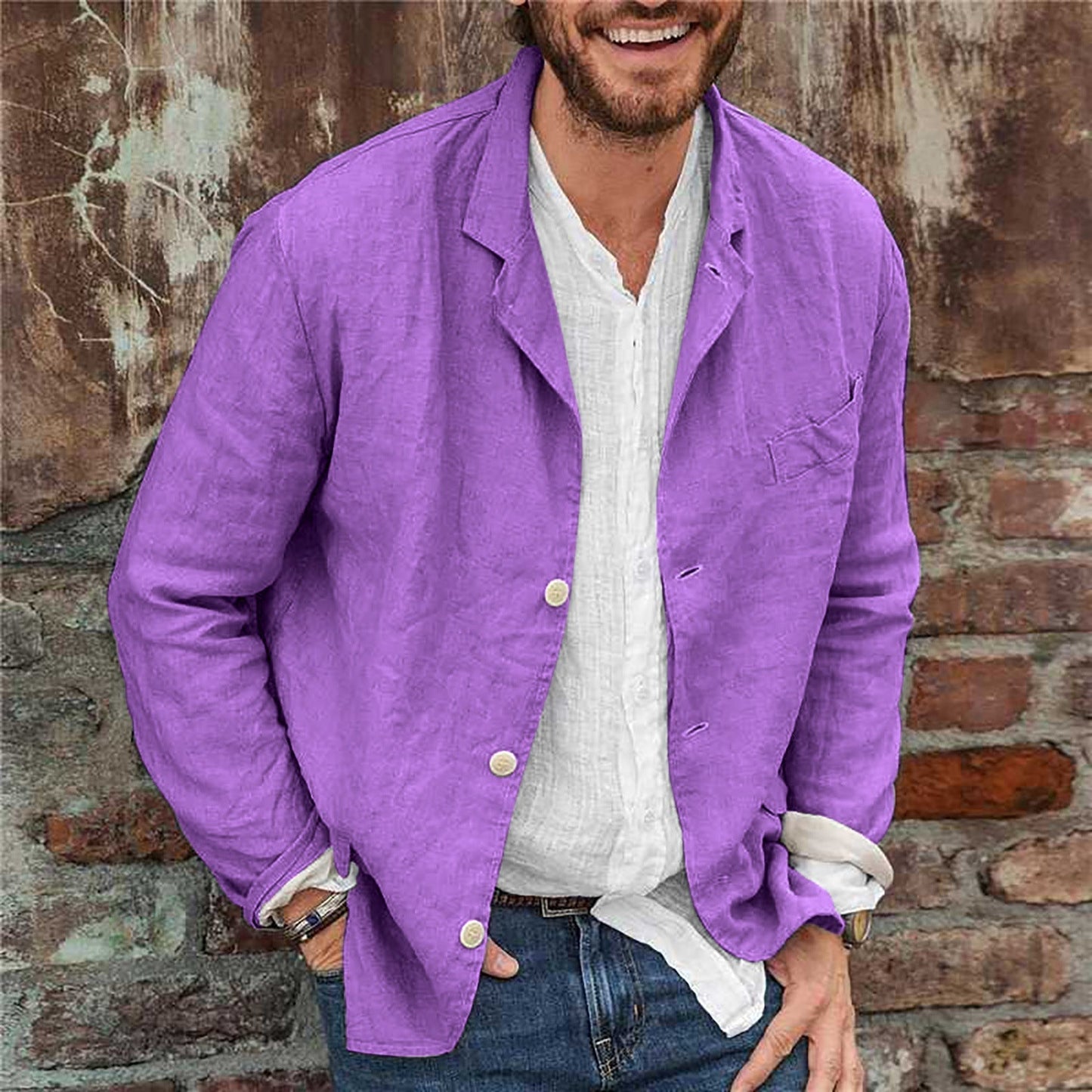 Leinen Blazer Herren Elegant Einreiher