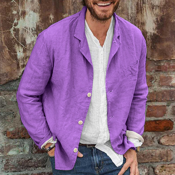 Leinen Blazer Herren Langarm Elegant