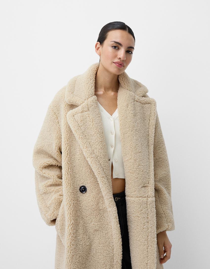 Damen Übergröße Mantel Stilvoll Warm Kunstfell - IdealeKleiden
