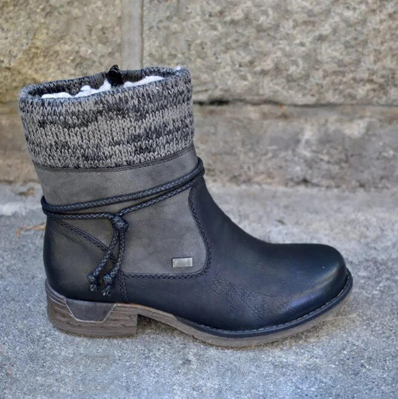 Retro Stiefel Frauen Niedriger Absatz Elegantes Design