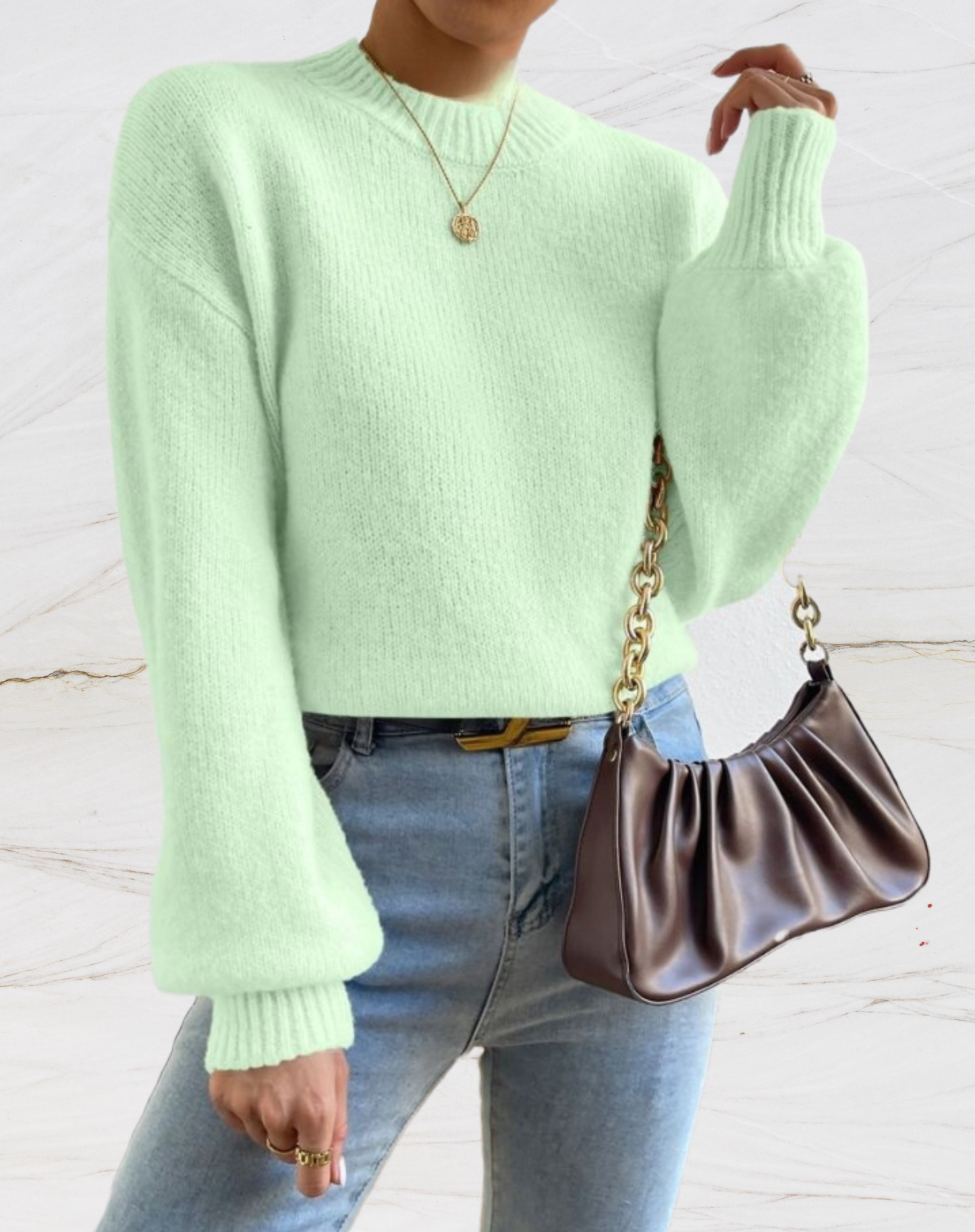 Weicher Damen Pullover Rundhals Flauschig