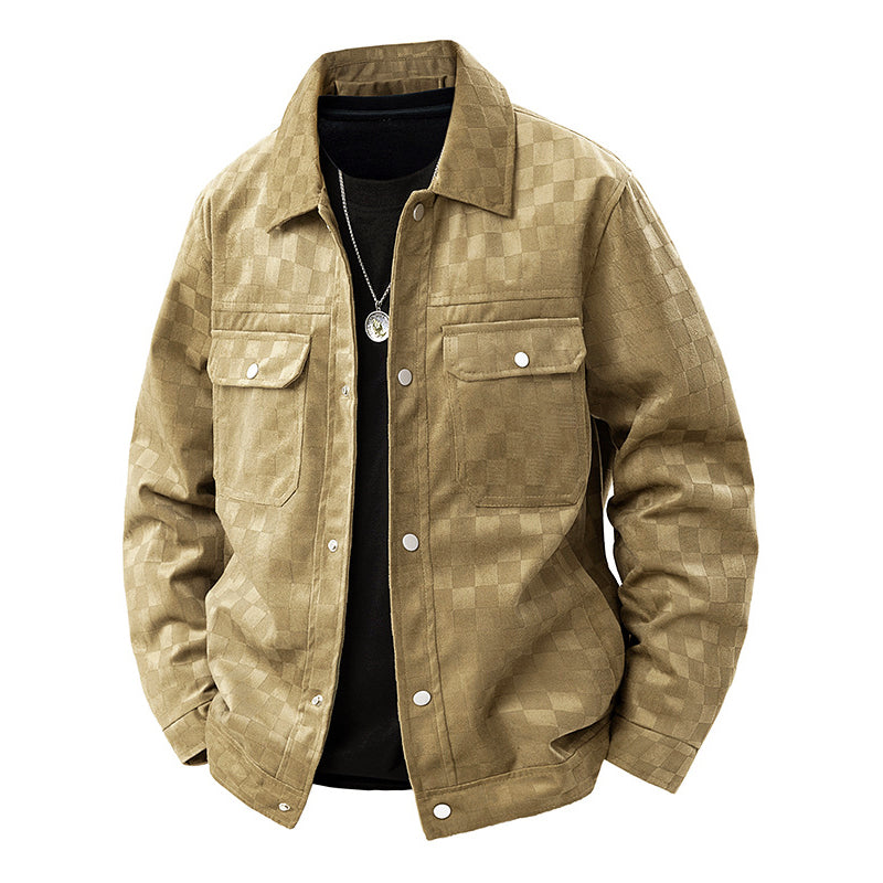 Modische Suede-Jacke Karo Muster Frauen