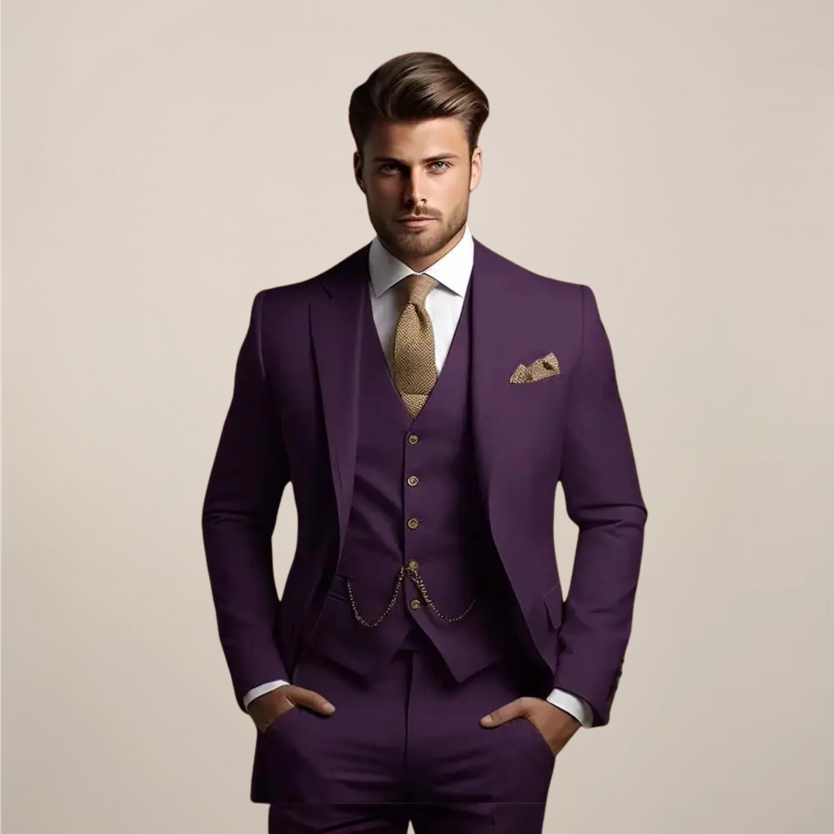 Herren Anzug Elegant Frühjahr Dreiteiler