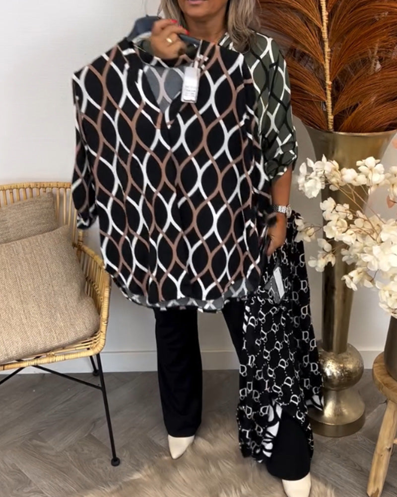Stylische Bluse Grafik Print Damen