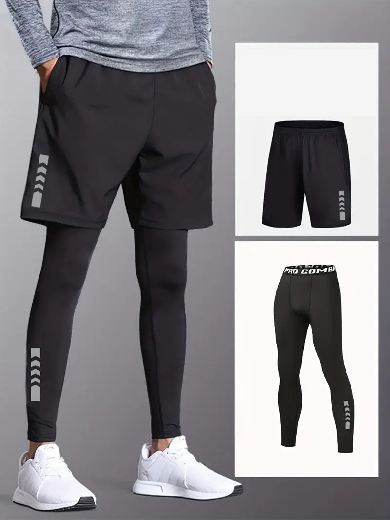 Männer Sportleggings Shorts Set Trainingsbekleidung
